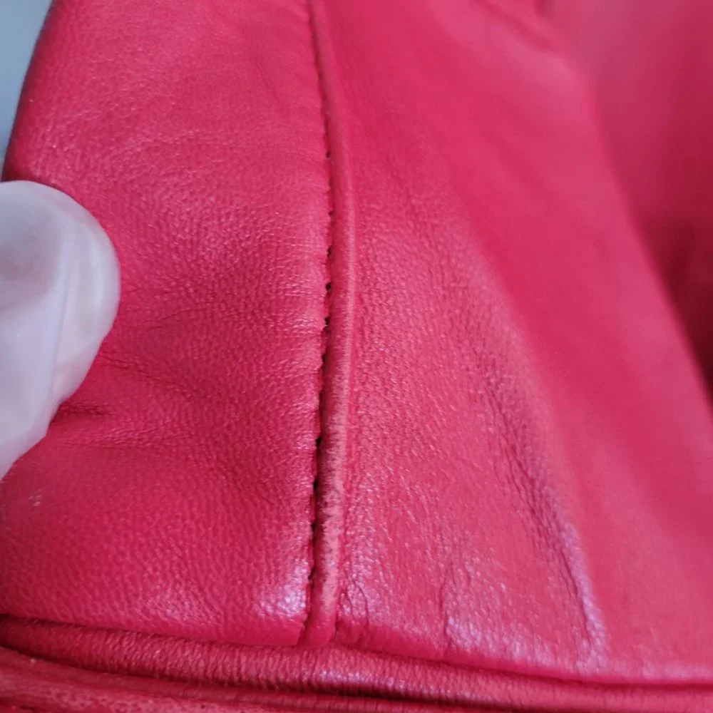 Bright Red Women’s Leather Coat – Size M - Picture 16 of 16